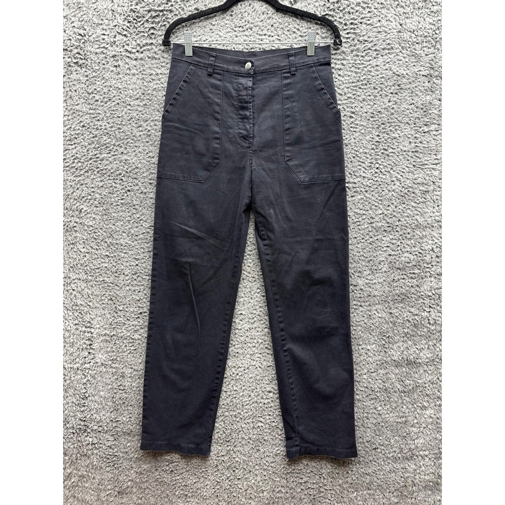 Loup High Waist Long James Straight-Leg Button-Fly Work Pant Black Womens Size M